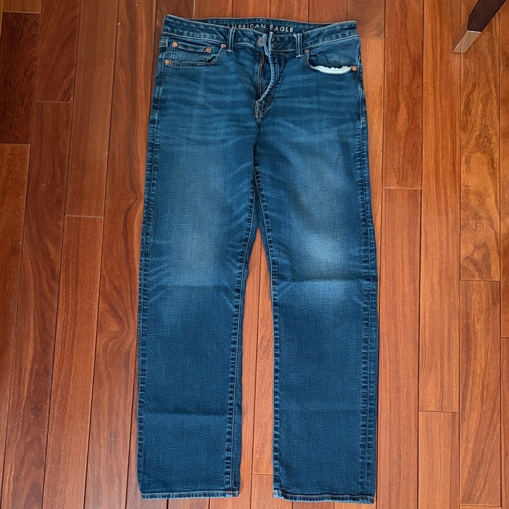 American Eagle Outfitters Men's Dark Blue Straight Jeans